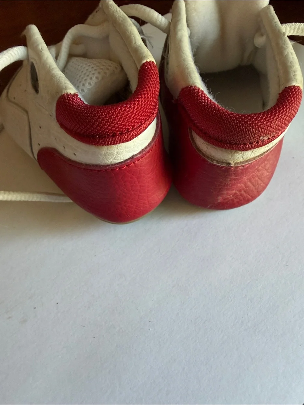 Jordan White and Red Baby Lace-Up Sneakers